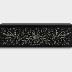 arvena szafka rtv grawerowana – ekskluzywna, lakierowana na głęboki czarny mat