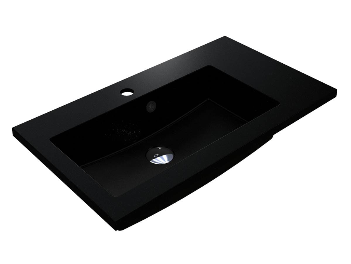 Umywalka BARCELONA 700 L MIRASTONE CZARNA Z BROKATEM