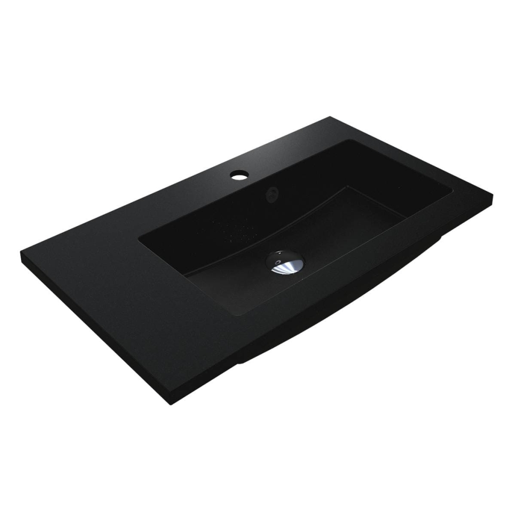 Umywalka BARCELONA 700 R MIRASTONE CZARNA Z BROKATEM