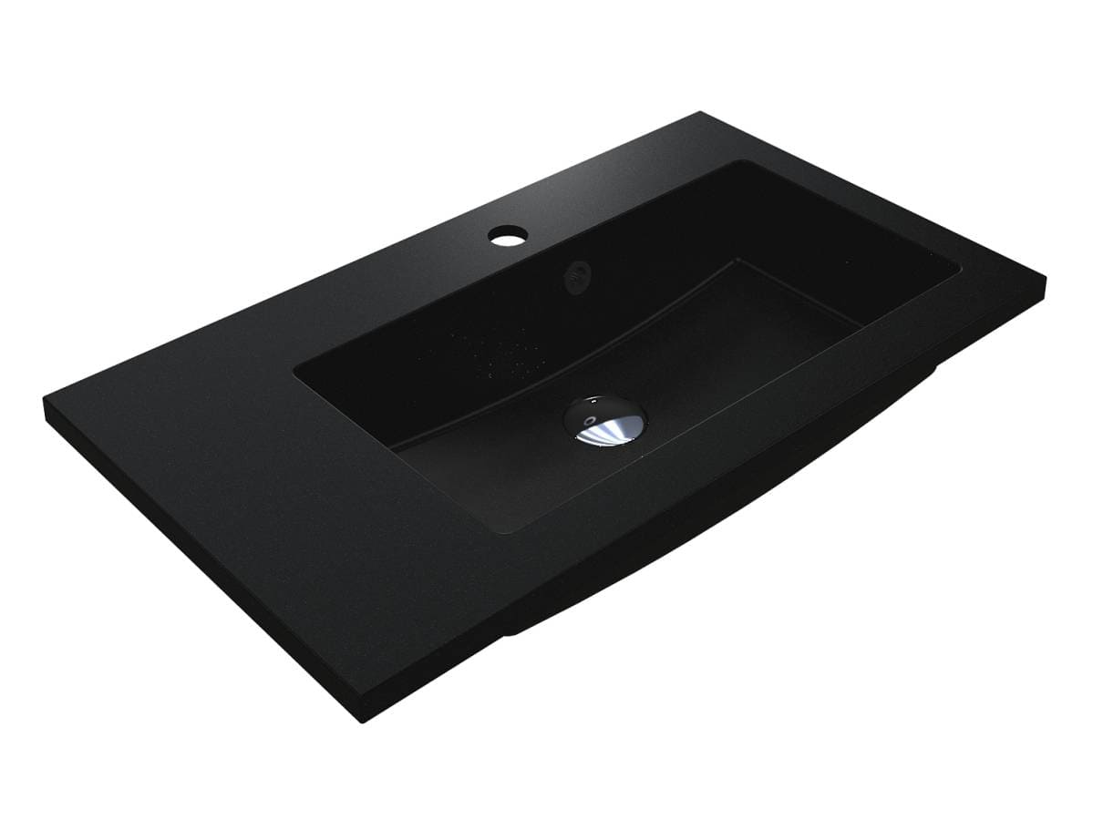 Umywalka BARCELONA 700 R MIRASTONE CZARNA Z BROKATEM